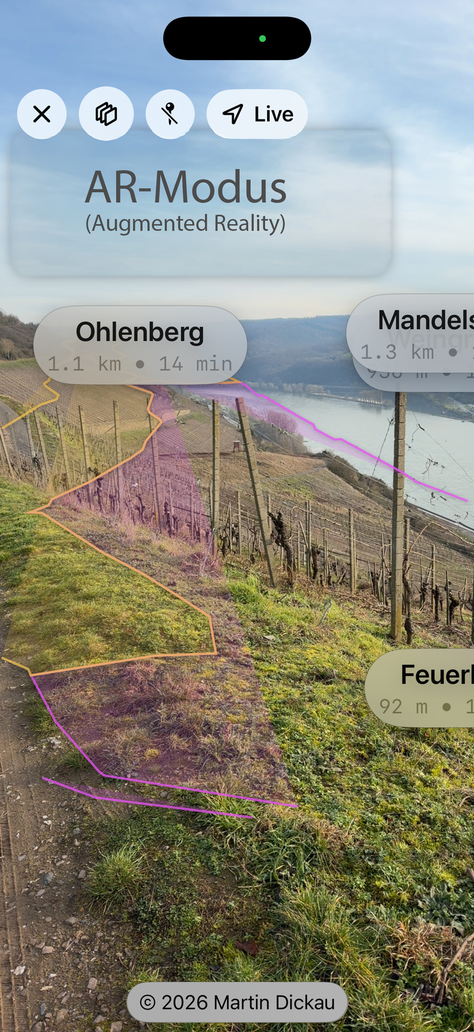AR Live-Ansicht in RebenRadar