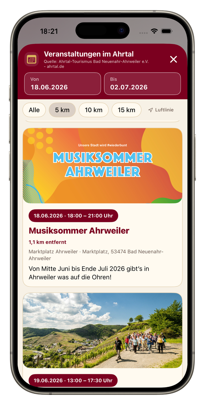 RebenRadar Veranstaltungskalender im Ahrtal